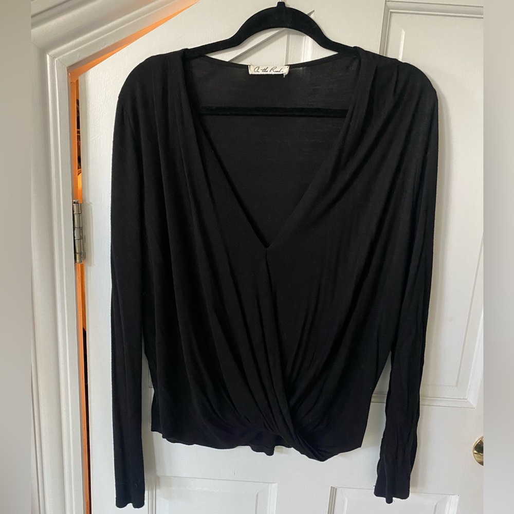 Anthropologie black drape crossover long sleeve